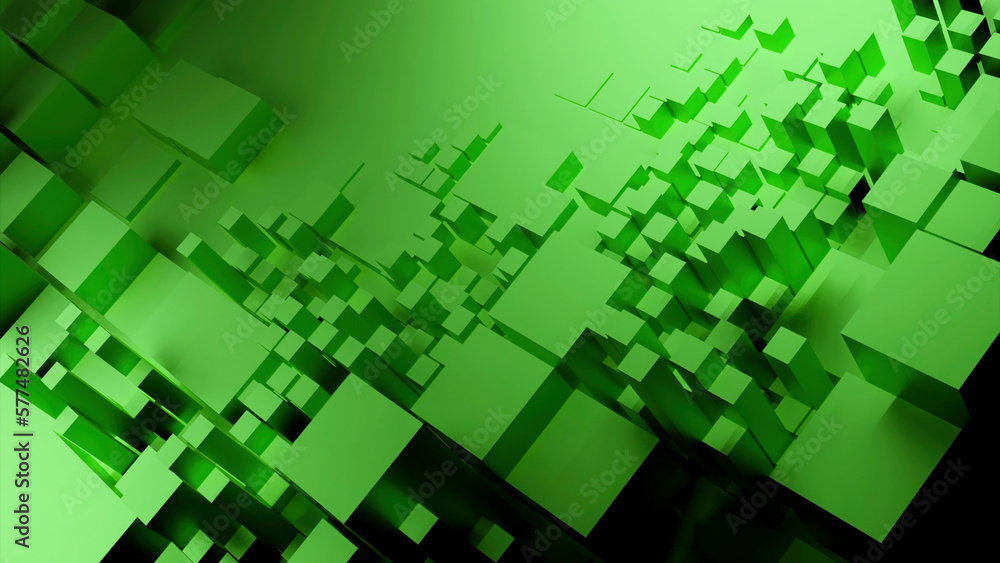 Poster surface waves of 3d squares. design. smooth surface with wave of 3d squares. 3d squares rise in wave