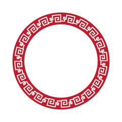 Decorative round frame for design with chinese ornament. Circle frame. Template for printing cards, invitations, books, for textiles, engraving, wooden furniture, forging. Vector