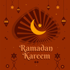 Islamic ramadan kareem mubarak greeting card brown banner background