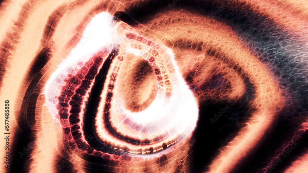 Poster 3d ring structure with flashing lines. motion. anomalous space with flashing energy bands and rotati