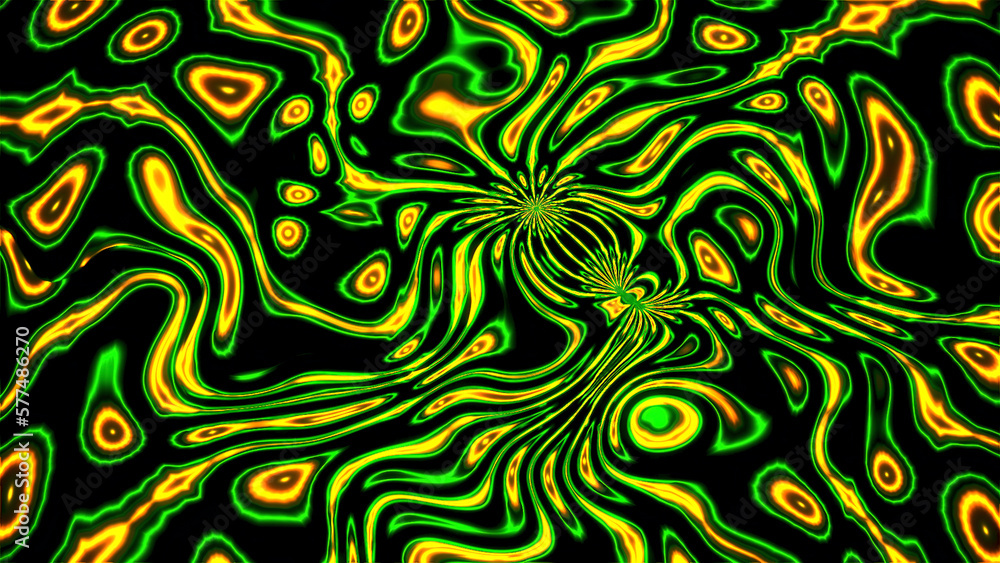 Aufkleber psychedelic pattern with curved lines and flashing colors. motion. curved liquid lines in psychedeli