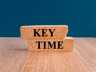 Time to key points symbol. Concept words Key points on brick blocks on a beautiful blue background....