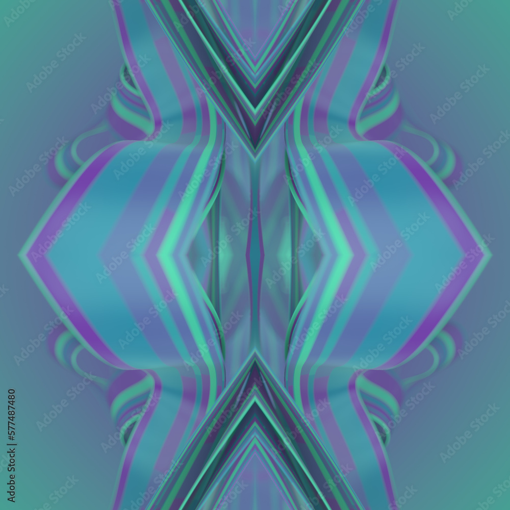 Poster Magic waves of fabric in the wind abstract digital illustration. 3d rendering kaleidoscopic background