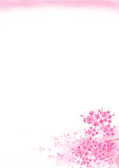 桜の花の手描き水彩風背景イラスト