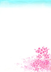 桜の花の手描き水彩風背景イラスト