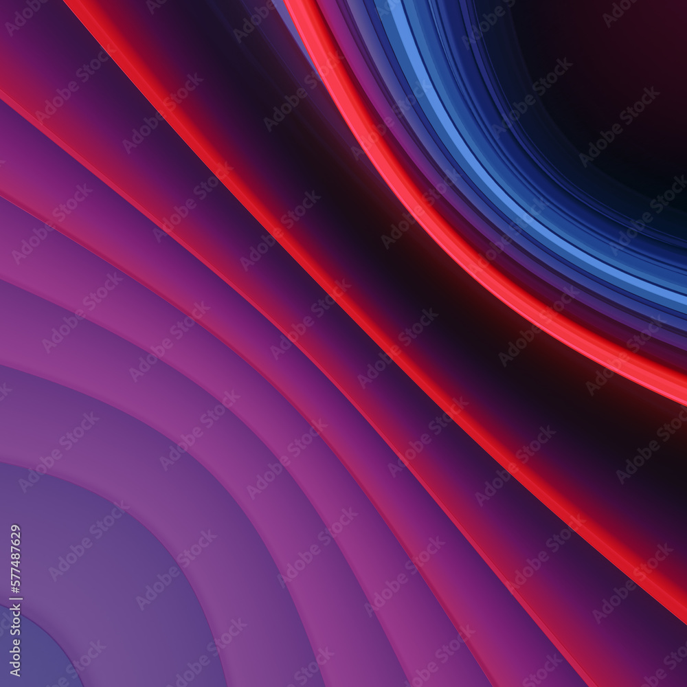 Aufkleber Diagonally gradient waves. Fancy glowing neon-colored background. 3d rendering digital illustration