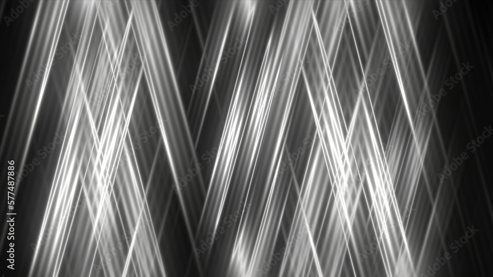 Poster moving light lines in mirror style. motion. geometric pattern of light rays on black background. tri