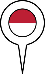 Indonesia flag Map pointer icon.