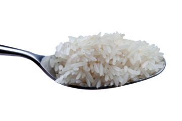 spoon with white rice