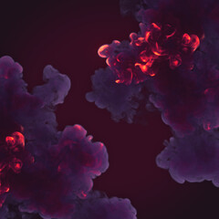 Obraz premium Close up neon colored explosion. Abstract digital illustration. 3d rendering