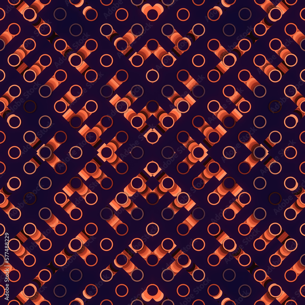 Fototapete Cartoon symmetrical geometric pattern with trendy gradient. Abstract modern art design 3d rendering digital illustration