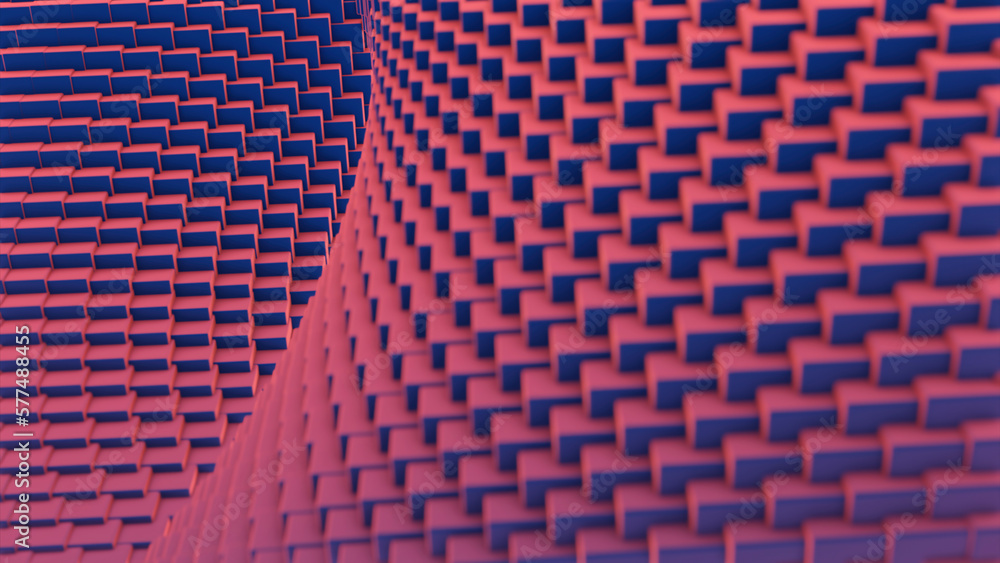 Aufkleber 3d distortion of space with squares. design. space with curved distortion of funnel. space with squa