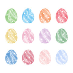 Set of Easter egg. Vector illustration of watercolor eggs. Easter decorative element.
