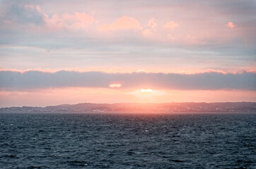 Obraz premium Sunset over Stavenger harbor - Norway