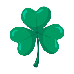 Clover icon isolated on white background. Clover sign illustration pictogram. Symbol of St. Patrick's Day. Vector Illustration in cartoon style.