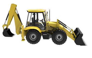 excavator isolated on white