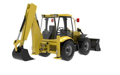 excavator isolated on white