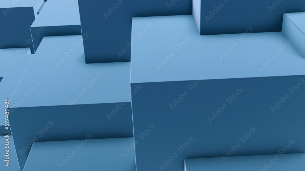 Poster visual transformation of space into 3d cubes. design. background with square lines turns into 3d cub