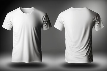 Front and back views of white t-shirt on isolated