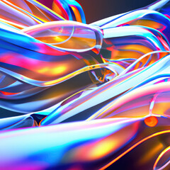 Vibrant pastel colored glassy abstract shapes, 3d render background illustration.