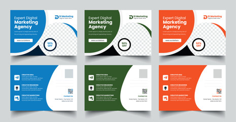 Modern Corporate Postcard or Eddm postcard Design with creative shapes	