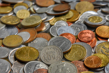 Close-up of a pile of coins