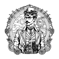 Steampunk Man Illustrations Embracing the retro-futuristic aesthetic of these unique characters