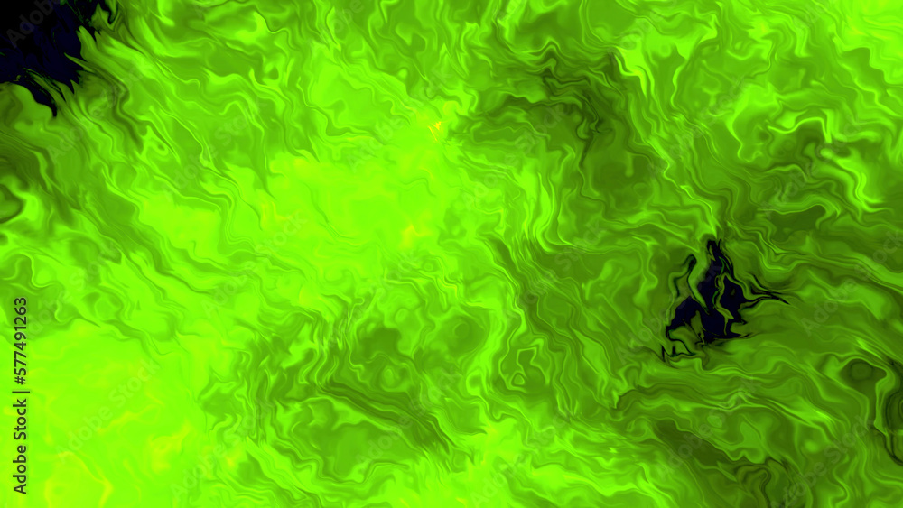 Poster liquid green background with distortion. motion. matrix system fluid in cyberspace. liquid with dist