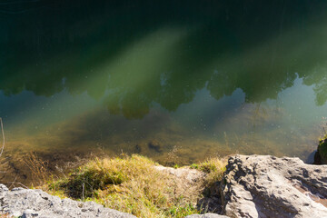 Crystal clear waters in the Llobregat river on a sunny day