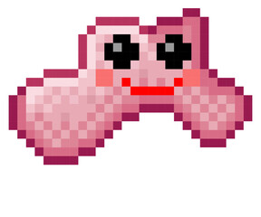 Fototapeta premium Smile shape icon pixel art. Vector illustration. 