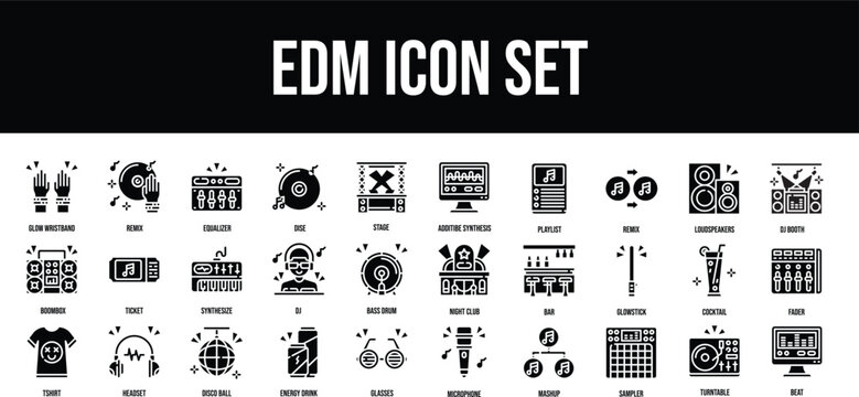 Thin line icons Perfect pixel edm glyph icon set