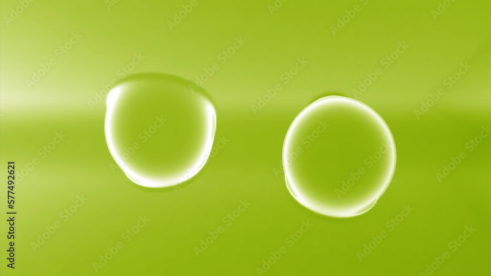 Poster 3d liquid bubbles move in space. design. balls move and disappear into liquid space. liquid 3d balls