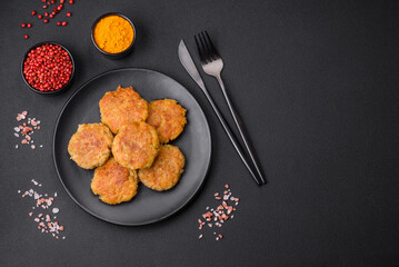 Delicious hearty vegetarian or vegan dish in the form of cutlets or patties