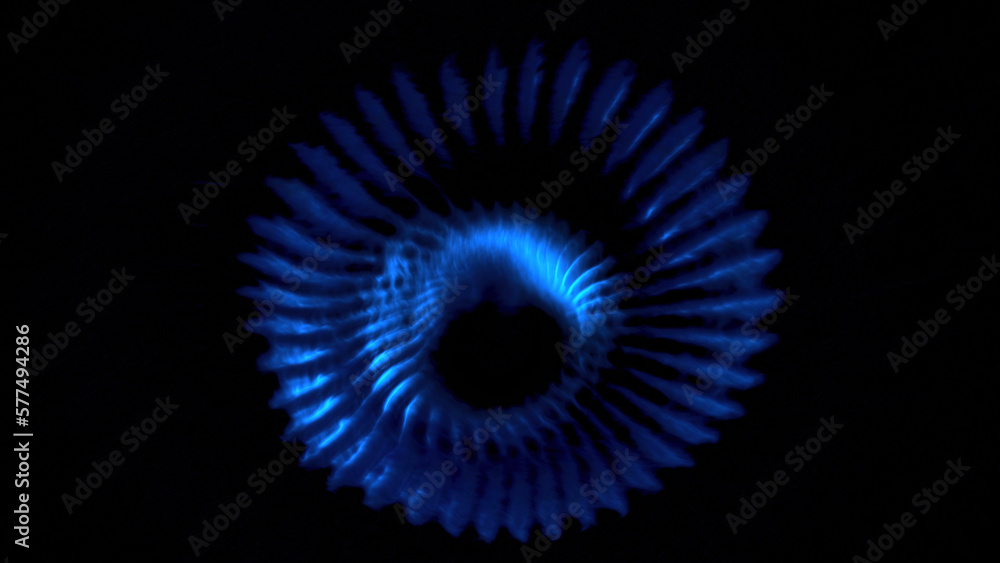 Poster round 3d shape with pulsating waves. motion. abstract 3d shape with liquid pulsating structure. roun