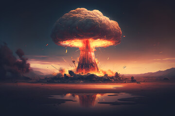 Nuclear Bomb Explosion Created with Generative AI Technology