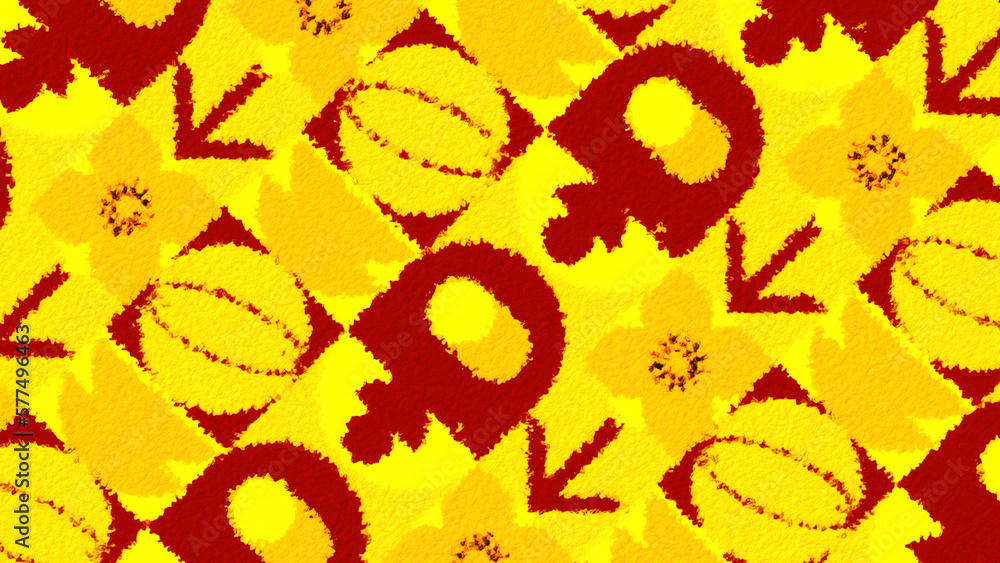 Poster animation with moving pattern with flowers. motion. pattern with figures and flowers in squares. col