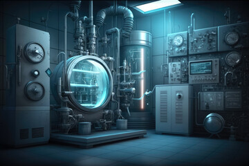 Advanced scientific laboratory with sophisticated machinery and modern technology, generative ai