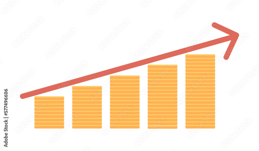 Poster graph with raising arrow semi flat color vector element. price increasing. editable icon. full sized