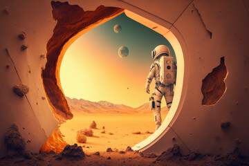 Astronaut Discovering the Wonders of an Alien World, generative ai
