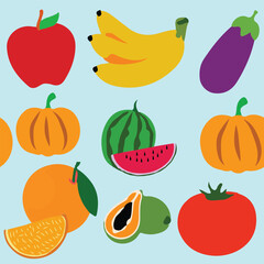 Fruits and Vegetables Pattern Vector Art