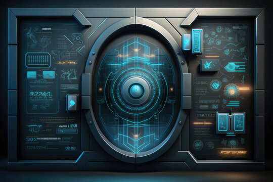 Biometric Fortress High-Tech Security System with Unbeatable Biometric Identification and Encryption, generative ai
