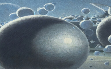 Multiverse blobs. Digital painting. Concept art. 2d illustration.