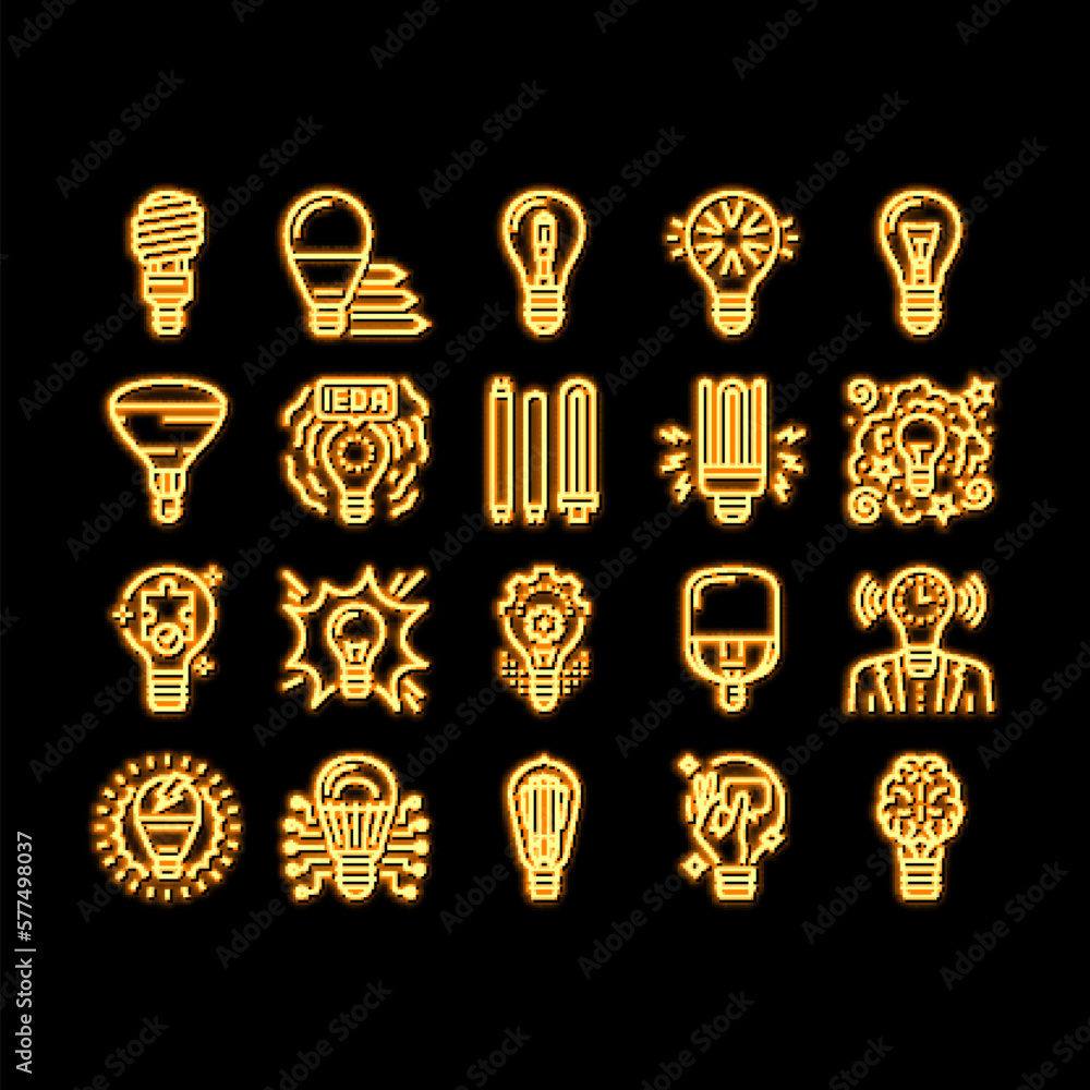 Canvas Prints Bulb Electrical Energy Accessory neon glow icon illustration