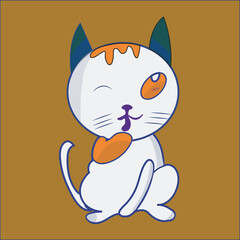 Vector cute cat cartoon vector icon illustration