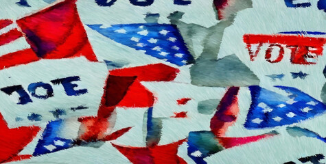 Vote posters. Digital painting with long brush strokes. 2d illustration.