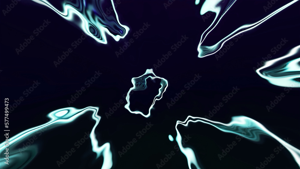 Poster curved circular lines with vibrations on black background. motion. curved lines with vibrating edges