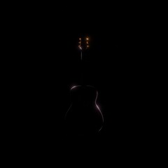 Guintar on a black background caustic glitters.