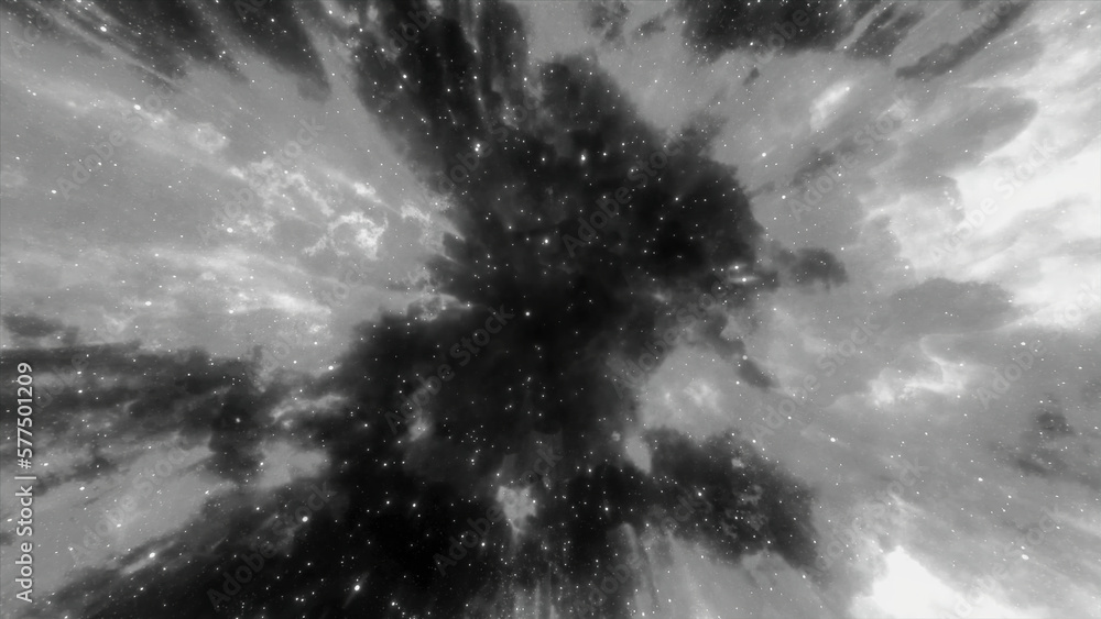 Aufkleber cosmic stream with particles and flickering glow. motion. bright cosmic glow of space with stream. s