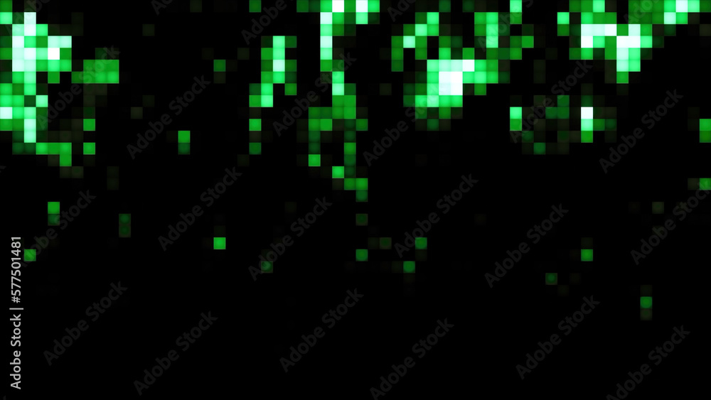 Poster background with moving stream of pixels. motion. pixel rain with stream on black background. colored