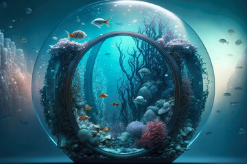 modern underwater research facility that studies the wonders of marine life, generative ai